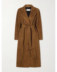 Nour Hammour - Winona Belted Suede Long Coat - Lyst