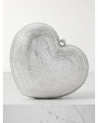Judith Leiber - L'Amour Petit Coeur Silberfarbene Clutch Mit Kristallen - Lyst