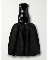 ‎Dima Ayad - Strapless Sequined Satin-Jersey And Metallic Cloqué Gown - Lyst