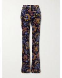 Etro - Printed Cotton-Blend Velvet Flared Pants - Lyst