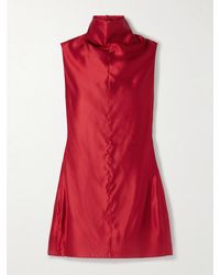 KHAITE - Daria Satin-Crepe Turtleneck Mini Dress - Lyst