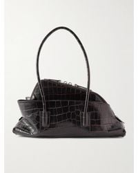 The Attico - La Passeggiata Small Asymmetric Croc-Effect Leather Tote - Lyst