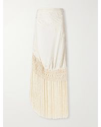 Ulla Johnson - Lark Fringed Embroidered Silk-Crepe De Chin Midi Skirt - Lyst