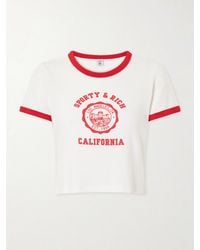 Sporty & Rich - Printed Cotton-Jersey T-Shirt - Lyst