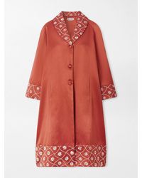 Bode - Embroidered Cotton And Silk-Blend Coat - Lyst