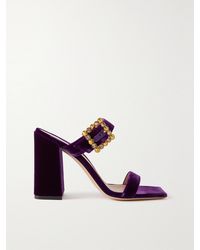 Gianvito Rossi - Velluto 95 Crystal-embellished Velvet Sandals - Lyst