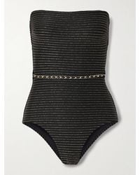 Zimmermann - Waverly Trägerloser Badeanzug Mit Metallic-Streifen Und Gürtel - Lyst