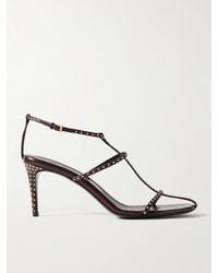 KHAITE - Cage Studded Glossed-Leather Sandals - Lyst