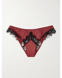 Kiki de Montparnasse - Lace-Trimmed Stretch-Silk Briefs - Lyst