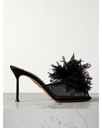 Aquazzura - Poème 85 Mules Aus Mesh Mit Organza- Und Lederbesätzen - Lyst