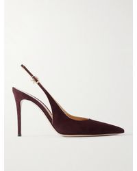 Gianvito Rossi - 95 Metallic Leather-Trimmed Suede Slingback Pumps - Lyst