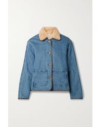 Still Here Townes Reversible Faux Leather-trimmed Denim And Faux Shearling Jacket - Blue