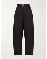 Studio Nicholson - Chatto Belted Herringbone Cotton And Linen-Blend Wide-Leg Pants - Lyst