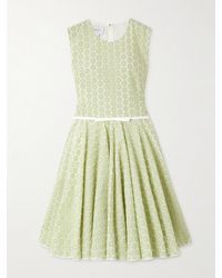 Giambattista Valli - Belted Bow-Embellished Pleated Cotton Guipure Lace Mini Dress - Lyst