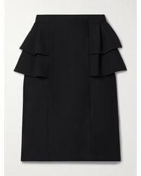 Valentino Garavani - Ruffled Wool And Silk-Blend Crepe Midi Skirt - Lyst