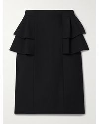 Valentino Garavani - Ruffled Wool And Silk-Blend Crepe Midi Skirt - Lyst