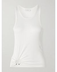 Rabanne - Embellished Gathered Ribbed Stretch-Cotton Jersey Tank - Lyst