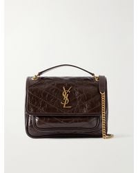 Saint Laurent - Baby Niki Cassandre-Embellished Quilted Crinckled-Leather Shoulder Bag - Lyst