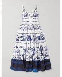 Erdem - Tiered Floral-Print Cotton-Poplin Midi Dress - Lyst