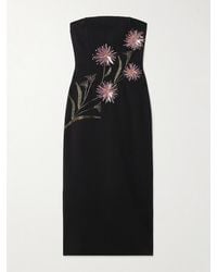 STAUD - Brooke Strapless Embellished Crepe Midi Dress - Lyst