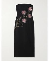 STAUD - Brooke Strapless Embellished Crepe Midi Dress - Lyst