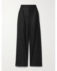 Interior - The Ren Pleated Wool-Twill Straight-Leg Pants - Lyst