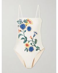 Agua Bendita - Durazno Brisa Floral-Embroidered Recycled Swimsuit - Lyst
