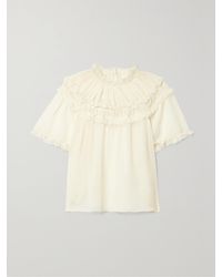 Ulla Johnson - Zuri Pintucked Wool-Gauze Blouse - Lyst