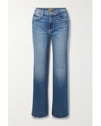 Mother The Kick It Distressed High-rise Bootcut Jeans - Blue