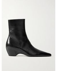 KHAITE - Sybil Glossed-Leather Ankle Boots - Lyst
