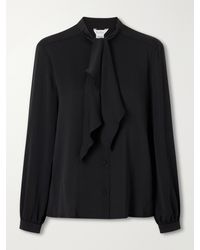 Max Mara - Leccio Bow-Detail Silk-Crepon Blouse - Lyst