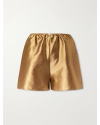 SARA CRISTINA - Playa Pearl-Embellished Silk-Shantung Shorts - Lyst
