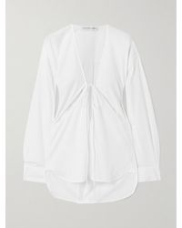 Christopher Esber - Triqueta Tie-Detailed Cutout Cotton-Poplin Blouse - Lyst
