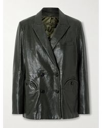 Blazé Milano - Emera Doppelreihiger Trenchcoat Aus Leder Mit Schlangeneffekt - Lyst