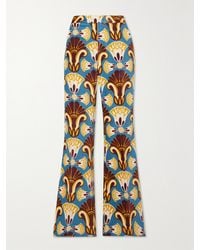 La DoubleJ - Saturday Night Printed Cotton-Velvet Flared Pants - Lyst