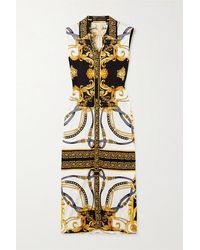 Versace Bedrucktes Midikleid Aus Stretch-jersey - Schwarz