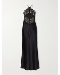 Rodarte - Lace-Trimmed Silk-Satin Halterneck Maxi Dress - Lyst