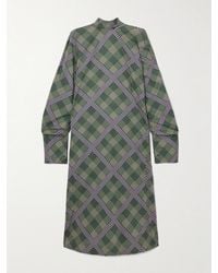 Dries Van Noten - Tie-Neck Pleated Printed Cotton-Poplin Midi Dress - Lyst