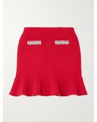 Self-Portrait - Crystal-Embellished Waffle-Knit Mini Skirt - Lyst