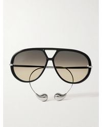 Bottega Veneta - Pilotensonnenbrille Aus Azetat Mit Silberfarbenen Details - Lyst