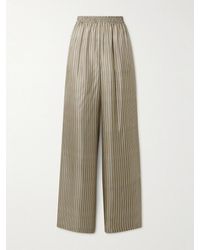 Max Mara - Ladino Striped Silk-Twill Wide-Leg Pants - Lyst