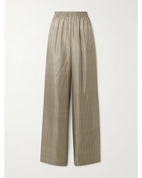 Max Mara - Ladino Hose Mit Weitem Bein Aus Gestreiftem Seiden-Twill - Lyst