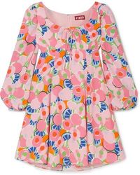 STAUD Juniper Printed Crepe De Chine Mini Dress - Pink