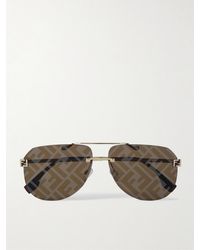 Fendi - Sky Goldfarbene Pilotensonnenbrille - Lyst
