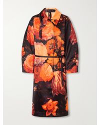 Dries Van Noten - Belted Floral-Print Duchess-Satin Coat - Lyst