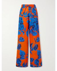 AZ FACTORY - Floral-Print Satin Wide-Leg Pants - Lyst
