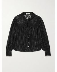 Sea - Melody Tie-Detailed Lace-Trimmed Polka-Dot Crepe De Chine Blouse - Lyst