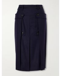 Dries Van Noten - Pleated Wool And Cotton-Blend Midi Skirt - Lyst