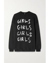 R13 Oversized Distressed Printed Cotton And Lyocell-blend Jersey Sweatshirt - Black