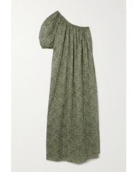 Matteau - + Net Sustain One-shoulder Floral-print Organic Cotton-poplin Midi Dress - Lyst